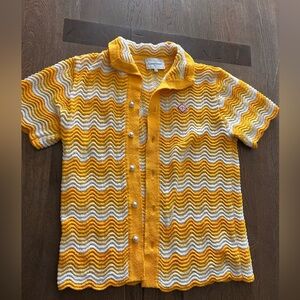 Casablanca Wavy Gradient Short Sleeve Crochet Shirt